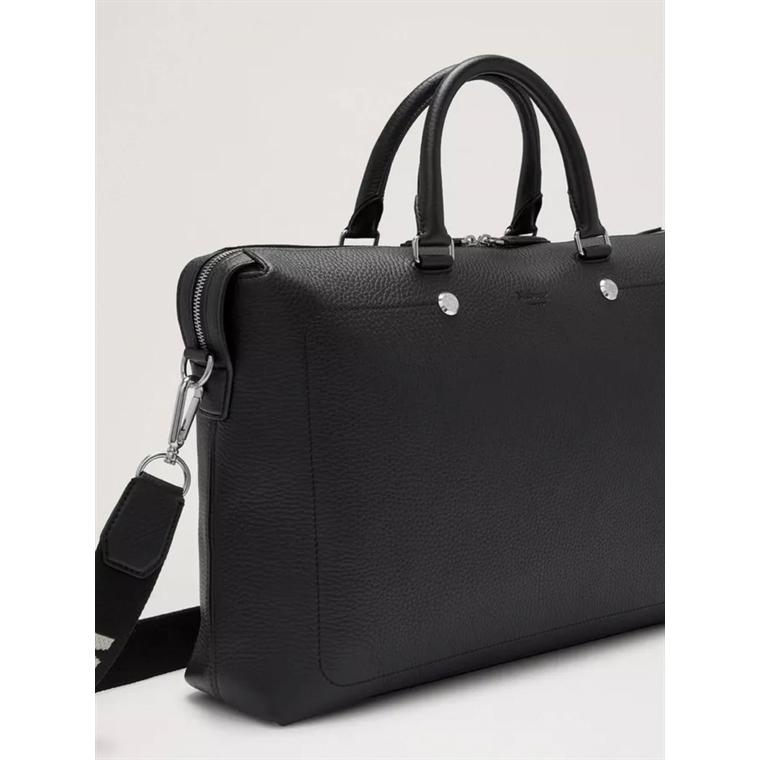 Mulberry City Briefcase Black Heavy Grain Brand Webbing 